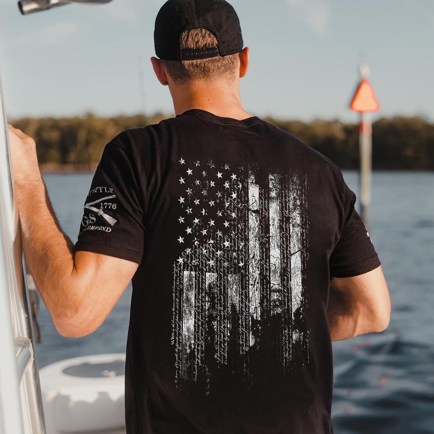 American 1776 Flag - Patriotic Graphic Tee, Men'S Short Sleeve T-Shirt