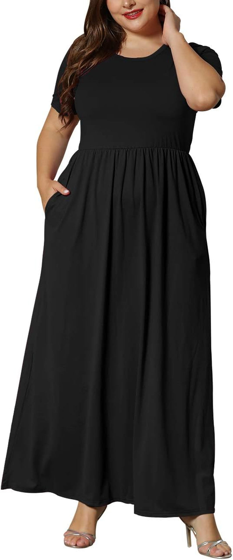 Women’S plus Size Maxi Dresses for Curvy Women Summer Casual Short Sleeve 2026 Long Dress 14W-26W